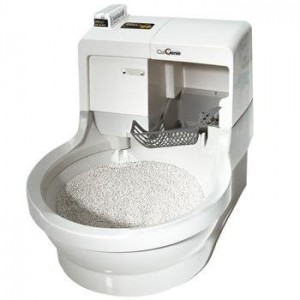 Self-cleaning litter box for cats.