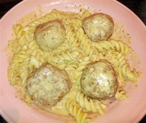 Meatball Stroganoff with Rotini Pasta